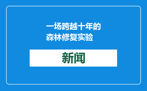 一场跨越十年的森林修复实验