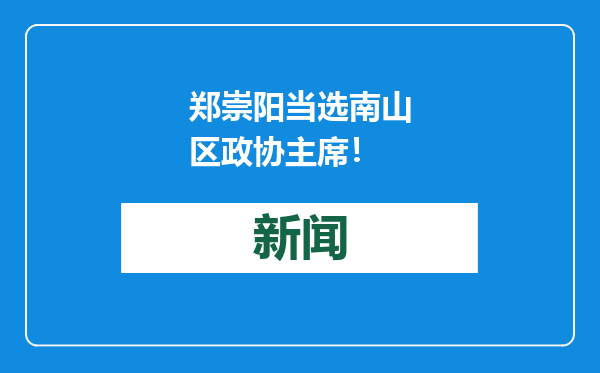 郑崇阳当选南山区政协主席！