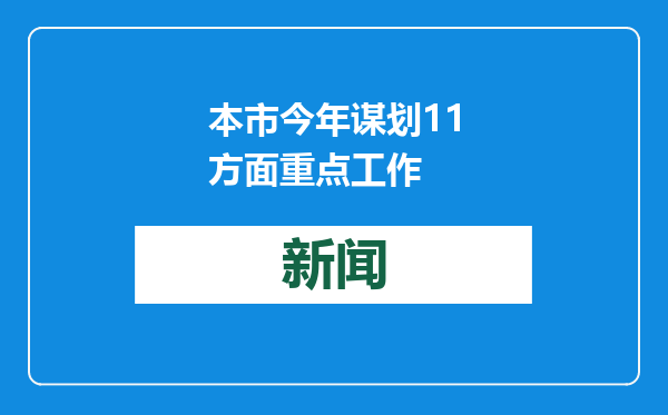 本市今年谋划11方面重点工作