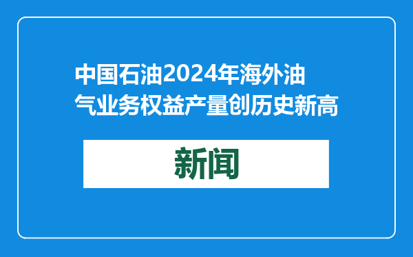 中国石油2024年海外油气业务权益产量创历史新高