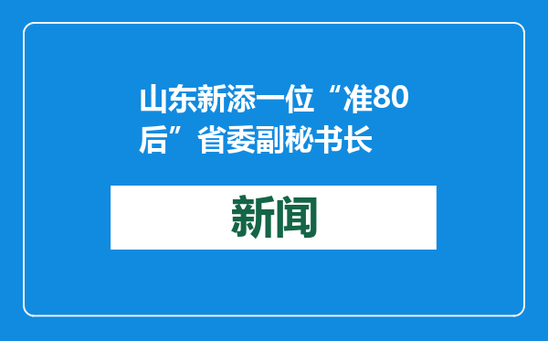 山东新添一位“准80后”省委副秘书长