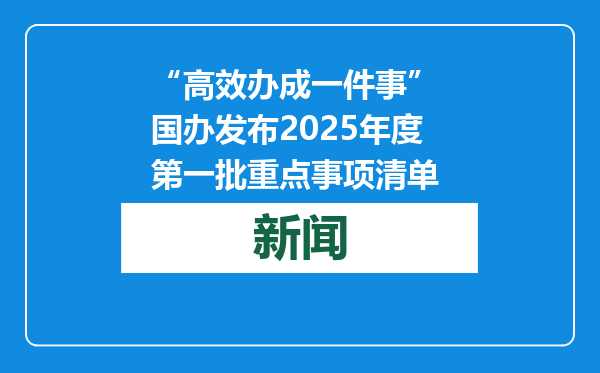 “高效办成一件事” 国办发布2025年度第一批重点事项清单