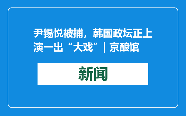 尹锡悦被捕，韩国政坛正上演一出“大戏”| 京酿馆