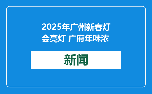 2025年广州新春灯会亮灯 广府年味浓