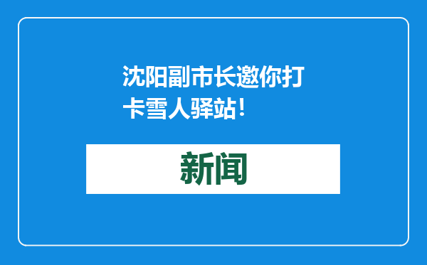 沈阳副市长邀你打卡雪人驿站！