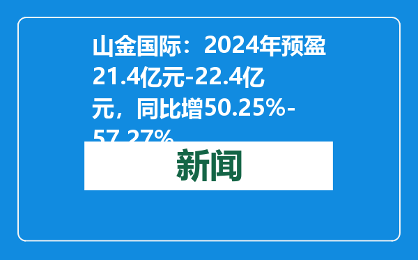 山金国际：2024年预盈21.4亿元-22.4亿元，同比增50.25%-57.27%