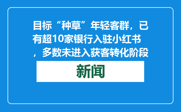 目标“种草”年轻客群，已有超10家银行入驻小红书，多数未进入获客转化阶段
