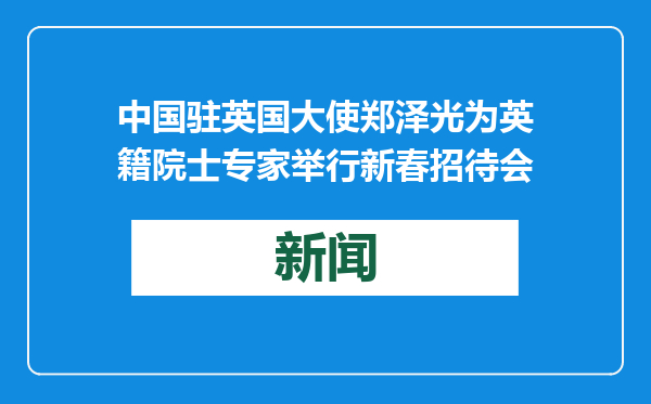 中国驻英国大使郑泽光为英籍院士专家举行新春招待会