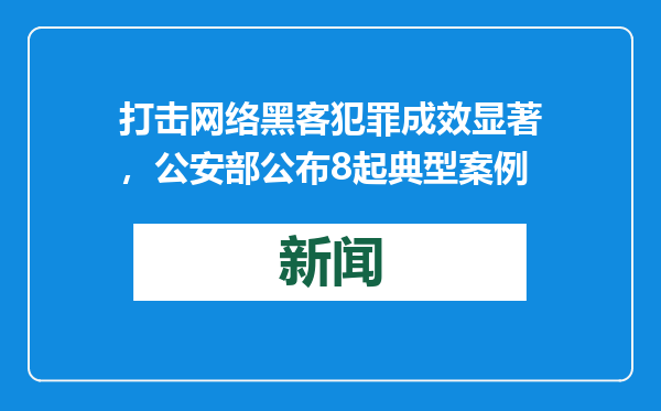 打击网络黑客犯罪成效显著，公安部公布8起典型案例