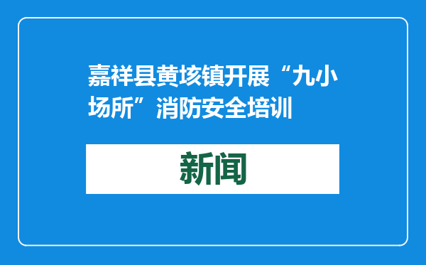 嘉祥县黄垓镇开展“九小场所”消防安全培训