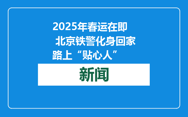 2025年春运在即 北京铁警化身回家路上“贴心人”