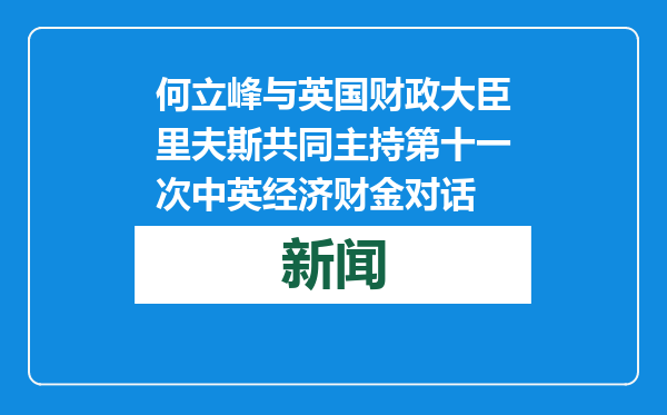 何立峰与英国财政大臣里夫斯共同主持第十一次中英经济财金对话