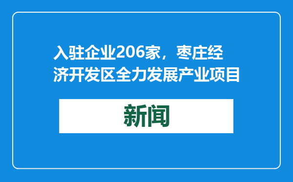 入驻企业206家，枣庄经济开发区全力发展产业项目
