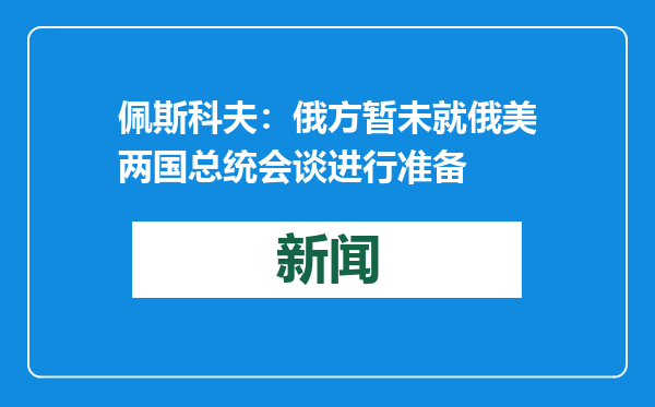 佩斯科夫：俄方暂未就俄美两国总统会谈进行准备