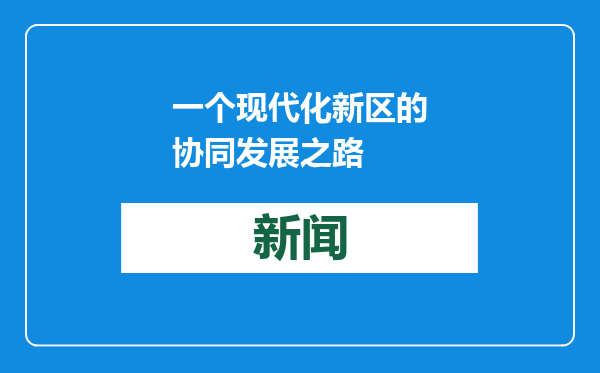 一个现代化新区的协同发展之路