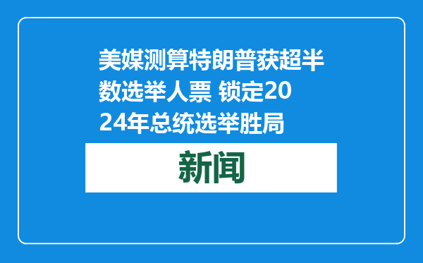 美媒测算特朗普获超半数选举人票 锁定2024年总统选举胜局