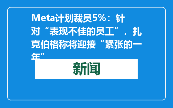 Meta计划裁员5%：针对“表现不佳的员工”，扎克伯格称将迎接“紧张的一年”