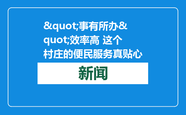 &quot;事有所办&quot;效率高 这个村庄的便民服务真贴心