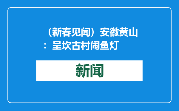 （新春见闻）安徽黄山：呈坎古村闹鱼灯