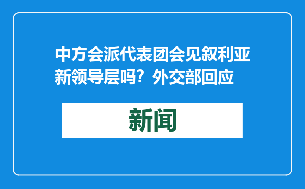 中方会派代表团会见叙利亚新领导层吗？外交部回应
