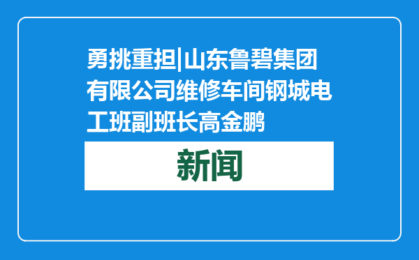 勇挑重担|山东鲁碧集团有限公司维修车间钢城电工班副班长高金鹏