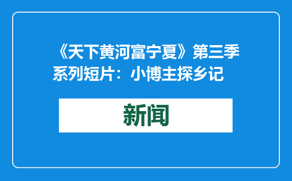 《天下黄河富宁夏》第三季系列短片：小博主探乡记