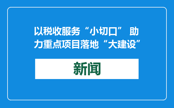 以税收服务“小切口” 助力重点项目落地“大建设”