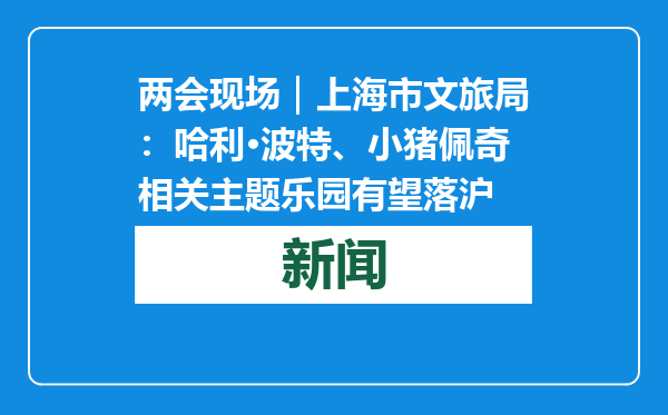 两会现场｜上海市文旅局：哈利·波特、小猪佩奇相关主题乐园有望落沪