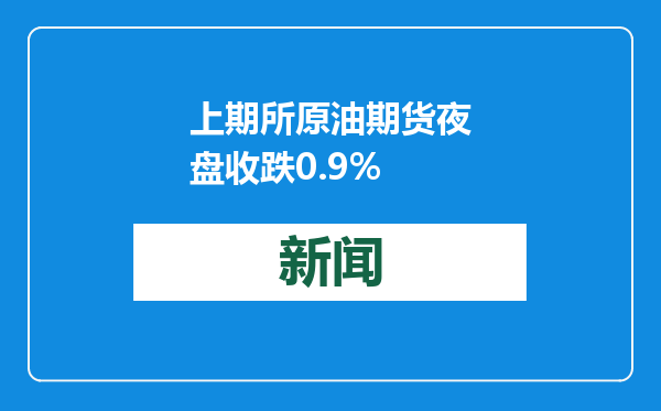 上期所原油期货夜盘收跌0.9%