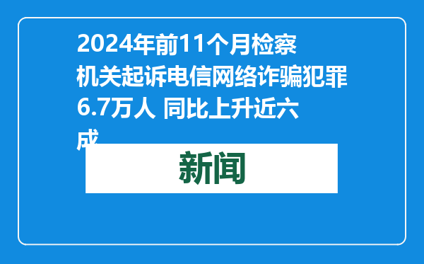 2024年前11个月检察机关起诉电信网络诈骗犯罪6.7万人 同比上升近六成