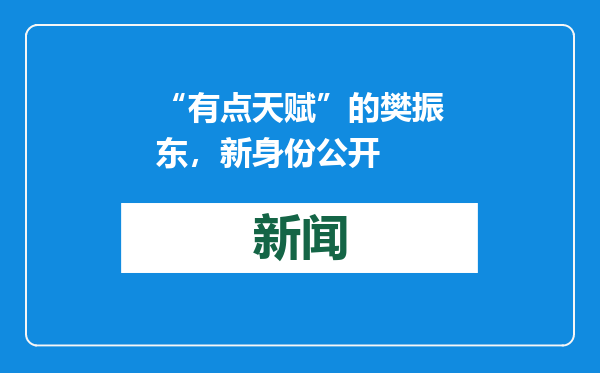 “有点天赋”的樊振东，新身份公开