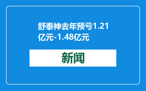 舒泰神去年预亏1.21亿元-1.48亿元