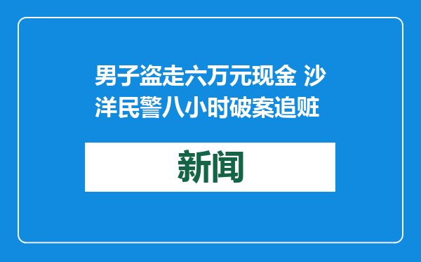男子盗走六万元现金 沙洋民警八小时破案追赃