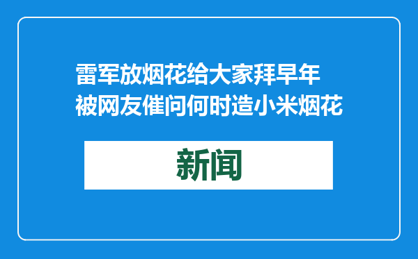 雷军放烟花给大家拜早年 被网友催问何时造小米烟花