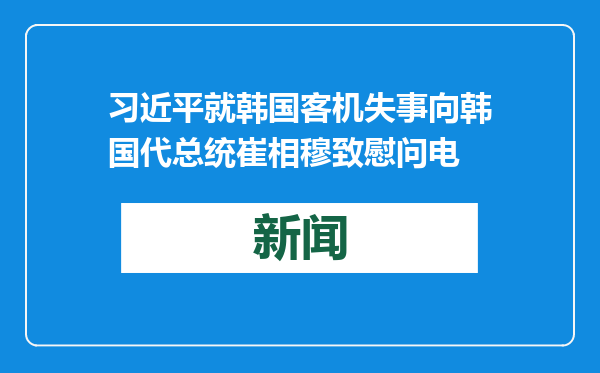 习近平就韩国客机失事向韩国代总统崔相穆致慰问电