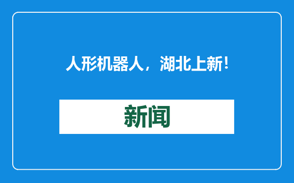 人形机器人，湖北上新！