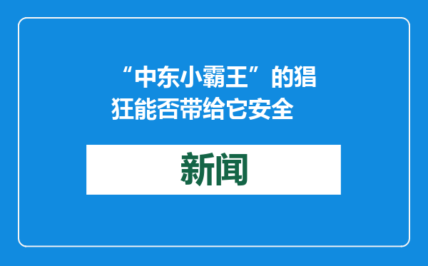 “中东小霸王”的猖狂能否带给它安全