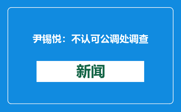 尹锡悦：不认可公调处调查