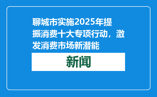 聊城市实施2025年提振消费十大专项行动，激发消费市场新潜能