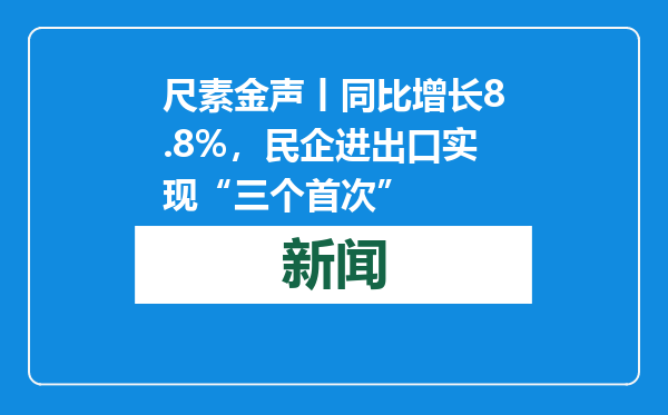 尺素金声丨同比增长8.8%，民企进出口实现“三个首次”