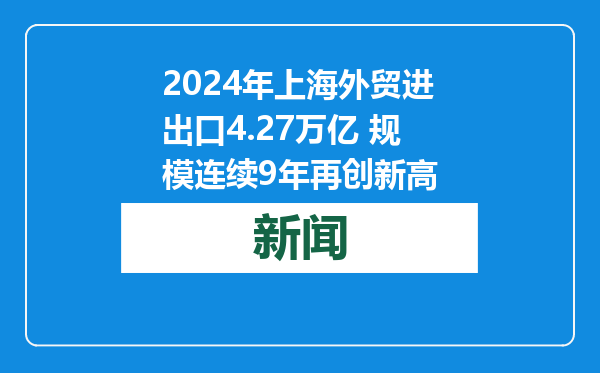 2024年上海外贸进出口4.27万亿 规模连续9年再创新高