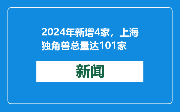 2024年新增4家，上海独角兽总量达101家