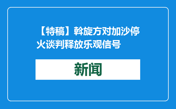 【特稿】斡旋方对加沙停火谈判释放乐观信号