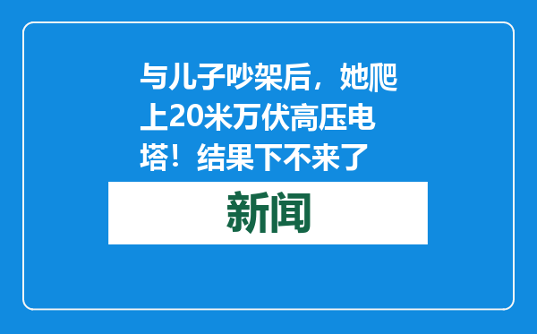 与儿子吵架后，她爬上20米万伏高压电塔！结果下不来了