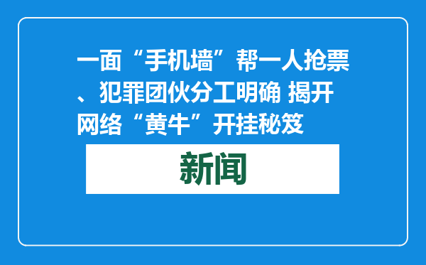 一面“手机墙”帮一人抢票、犯罪团伙分工明确 揭开网络“黄牛”开挂秘笈