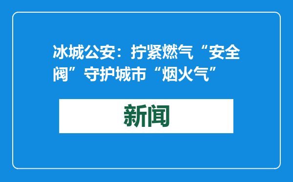 冰城公安：拧紧燃气“安全阀”守护城市“烟火气”