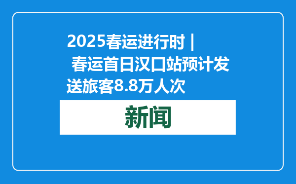 2025春运进行时 | 春运首日汉口站预计发送旅客8.8万人次
