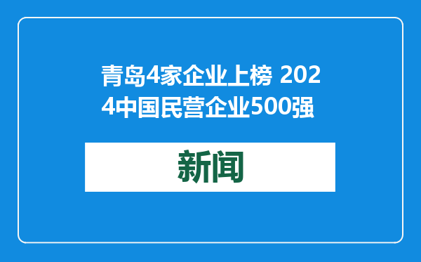 青岛4家企业上榜 2024中国民营企业500强