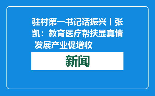 驻村第一书记话振兴丨张凯：教育医疗帮扶显真情 发展产业促增收