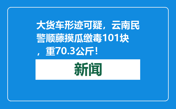 大货车形迹可疑，云南民警顺藤摸瓜缴毒101块，重70.3公斤！
